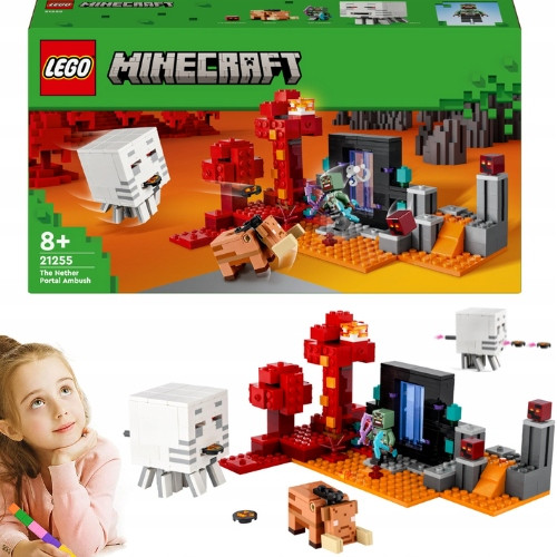  LEGO Minecraft 21255 Ambushed in the Nether Portal + rojstnodnevne voščilnice za otroško rojstnodnevno voščilnico