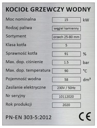  Peč na drva, eko grah, črno premog 15 kW