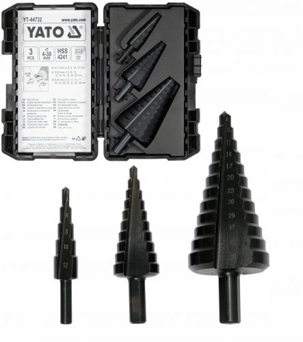  YATO SET KONIČNIH STOPENIČNIH SVEDРОВ ZA KOVINO HSS4241, 3 KOM. 4-38 mm