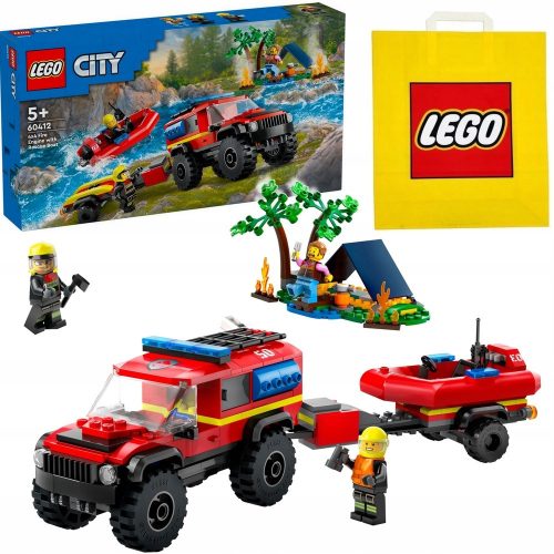  60412 GASILSKI VOZIL 4X4 Z REŠEVALNIM ČOLNOM + VP papirnata vrečka LEGO 6315792 srednja