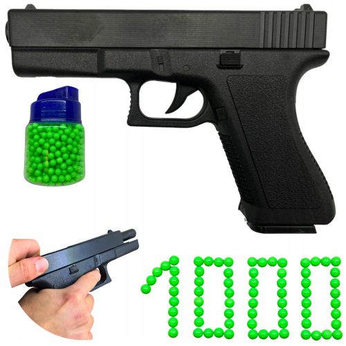  PLASTIČNA PIŠTOLA ZA NABRELE GLOCK 17 IMITACIJA OROŽJA ČRNA + 500x NABOJI