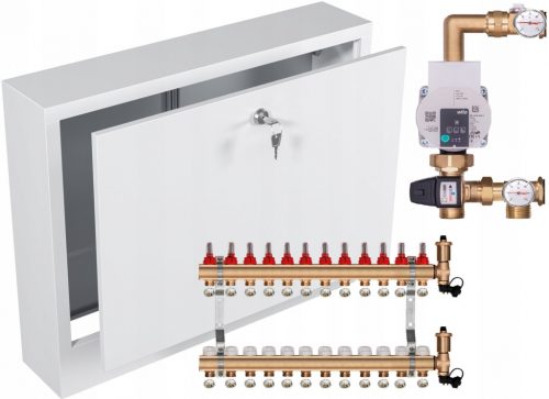  Medeninasti razdelilnik za talno ogrevanje 12 s ČRPALKO WILO + NADOZTNA BOKS