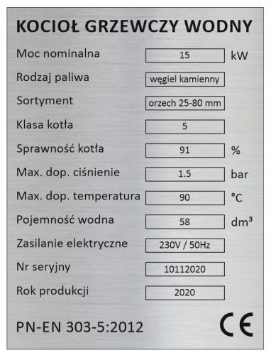 Peč na drva, eko grah, črno premog 15 kW