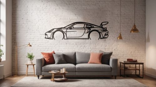 Porsche GT3 RS stenska dekoracija kovinska art