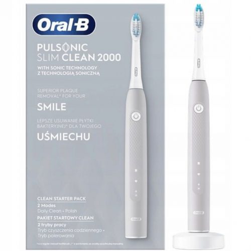 Oral-B Pulsonic Slim Clean 2000 električna zobna ščetka, siva