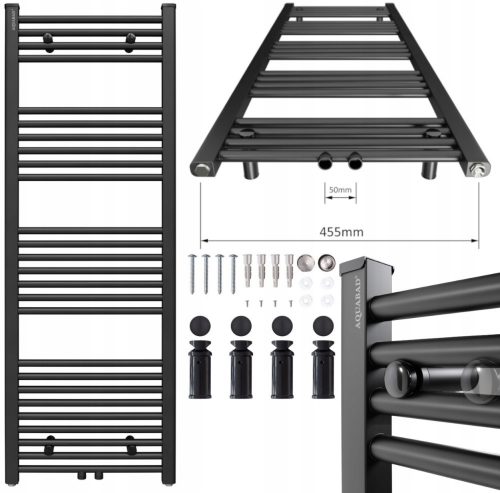 Vodni kopalniški radiator Aquabad 553 W 500 x 1400 mm črn