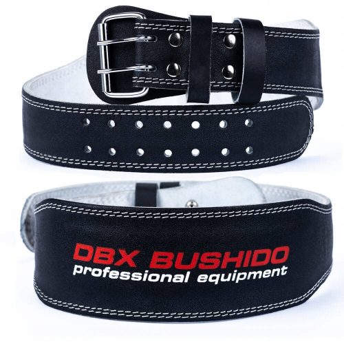  USNJEN BODYBUILDING pas ZA TELOVADNICO STRONG DOUBLE BUCKLE DBX BUSHIDO L