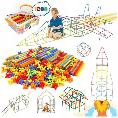  USTVARJALNI SET Construction Blocks Straws Tubes Sticks Box 1200 kos