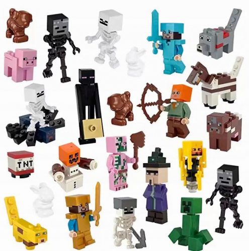  Mini BLOCKS MINECRAFT PEOPLE FIGURINE 24 kosov + DODATKI