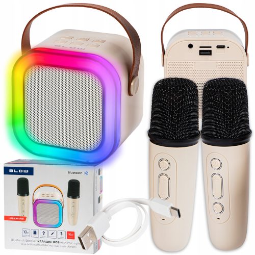  PRENOSNI BLUETOOTH ZVOČNIK KARAOKE RGB 2 MIKROFONA USB SD MINI JACK + UPORABNIŠKI PRIROČNIK BLOW