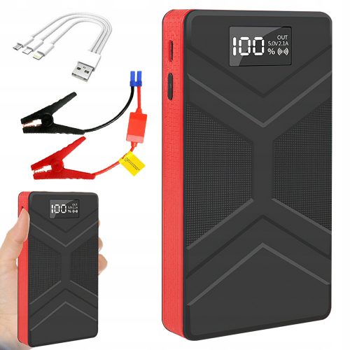  JUMP STARTER BOOSTER POWERBANK Z LED SVETILKO + SPONKAMI 6000mAh USB 3V1