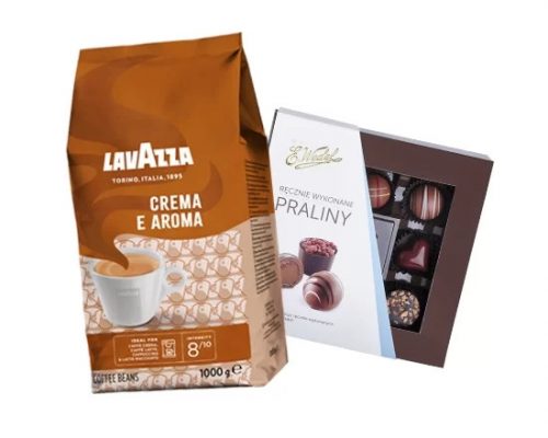  Darilni set - kavna zrna Lavazza in pralineji E.Wedel