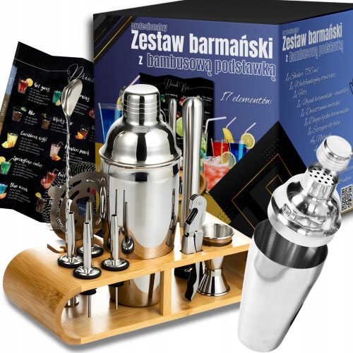  PROFESIONALNI BARMAN SET ZA DRINKS SHAKER 17 ELEMENTOV + GRATIS