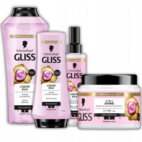  Gliss Liquid Silk Shampoo Mask Conditioner za dolgočasne in lomljive lase