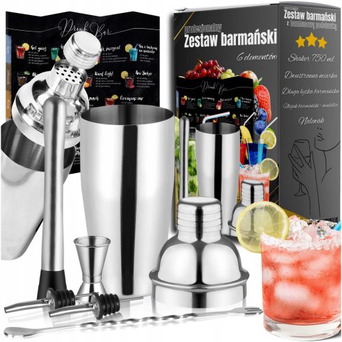  PROFESIONALNI BARMAN SET ZA DRINKS SHAKER 6 ELEMENTOV + GRATIS