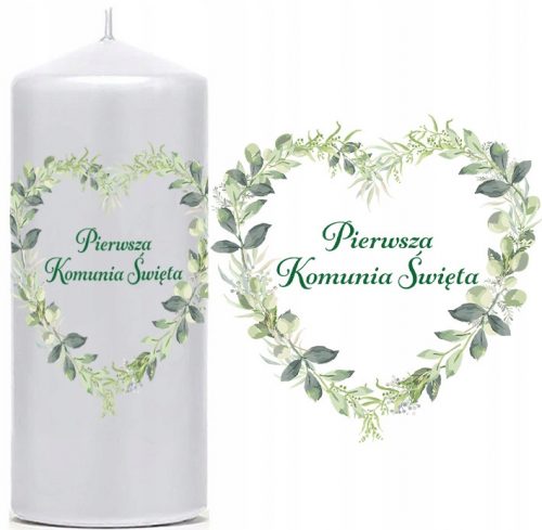  SVEČA Communion Candle Decoration Table SVETO OBHAJILO Listi srca 20 cm