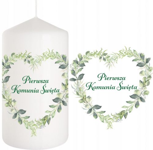  SVEČA Communion Candle Decoration Table SVETO OBHAJILO Listi srca 15 cm