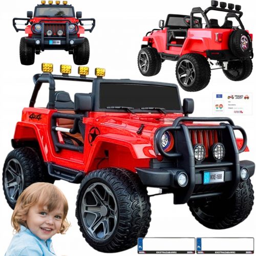  Avtomobil na akumulator Monster Jeep WXE1688 4X4 24v Rdeča