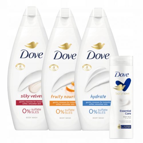  DOVE MIX dišeči gel za tuširanje 3x 250 ml + GRATIS BALZAM