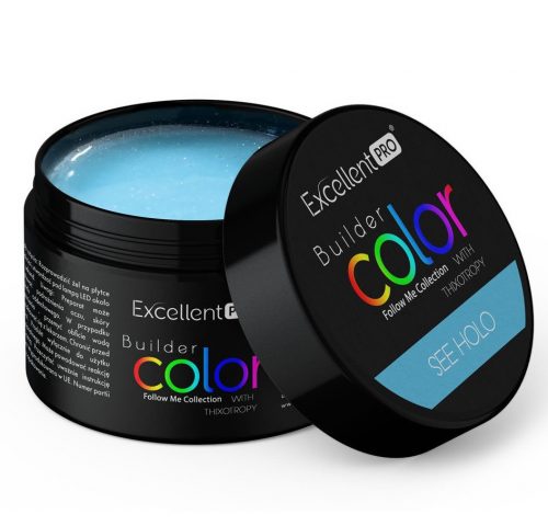  EXCELLENT PRO BUILDER GEL COLOR GRADILNI GEL BLUE SEE HOLO 30 g