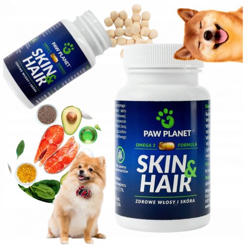  PAW PLANET SKIN HAIR TABLETE ZA DLAKO PASJA DLAKA VITAMINI OMEGA3 60 KOSOV