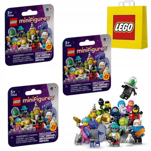  3× Minifigure LEGO 71046 Vesolje - serija 26 + LEGO 6315786 PAPIRNA VREČKA VP SMALL S 24X18X8