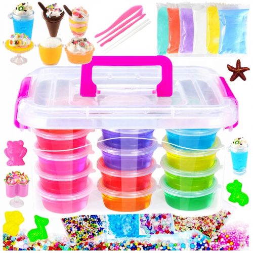  120v1 Set za ustvarjanje slime slime, barvna pasta, organizator z bleščicami