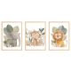  Komplet 3 plakatov 30x40 cm Cute Animals Safari Wild Lion Elephant Monkey