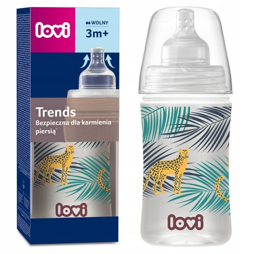  LOVI Steklenička Trends 250 ml Jungle Vibes s cucljem 3m+