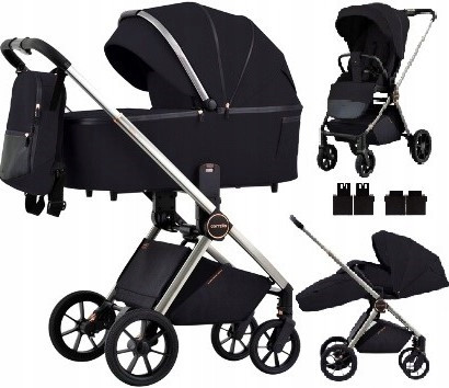  Otroški voziček CARRELLO Ultra CRL-6525 2v1 Night Black + adapterji ALFA Carrello za avtosedež Maxi-Cosi Cybex