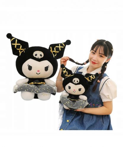  MASKOTA KUROMI CUDDLE, ČRNO ZLATA, 35CM, PLIŠ, PRIJETNA NA DOTIK