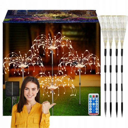  4x VRTNA SOLARNA LED SVETILKA ZA DREVES Dandelion FIREWORKS 480LED DALJINSKI