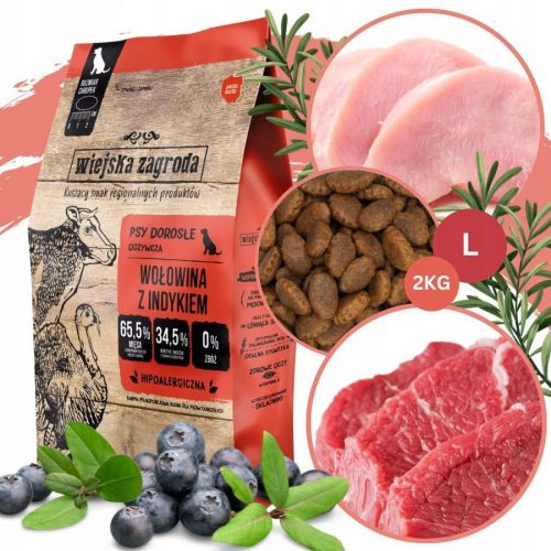  Wiejska Zagroda Suha hrana za pse BEEF TURKEY VEGETABLES Velike pasme L 2kg