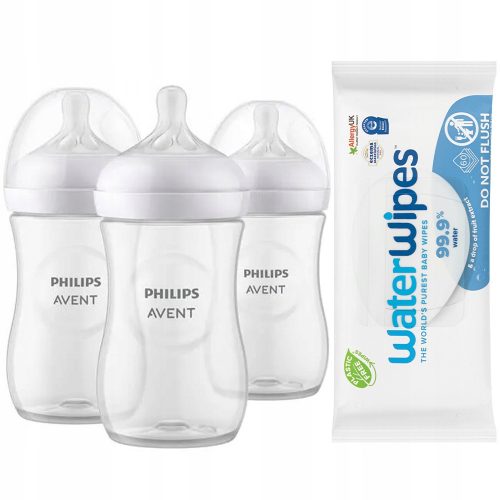  AVENT Natural Response set stekleničk SCY903/03 + mokri robčki WaterWipes 1 x 60 kos.