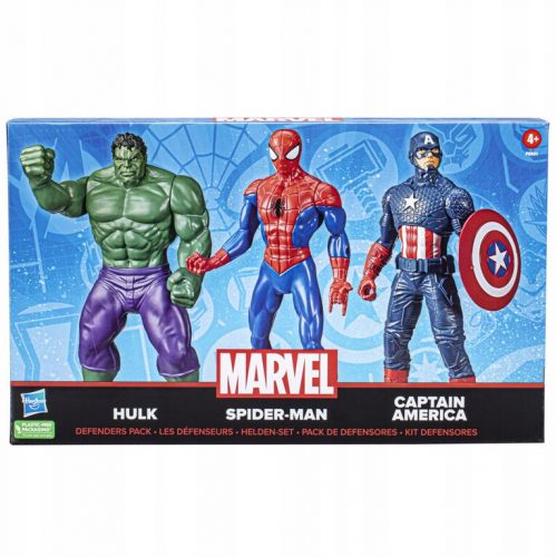  HASBRO MARVEL 3 FIGURICE HULK SPIDER MAN CAPITAN AMERICA 24 cm F6601