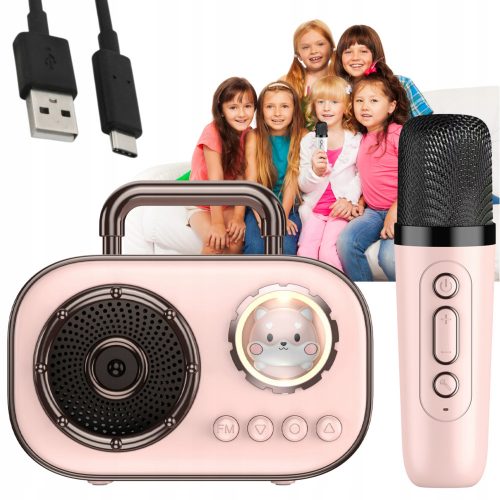  BREZŽIČNI KARAOKE SET Z BLUETOOTH MIKROFONOM + OTROŠKI ZVOČNIK + USB - USB-C KABEL 0,5 M 50 CM BEL