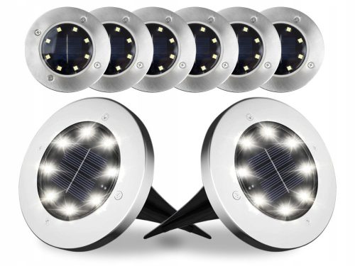  Vgradna solarna svetilka LED Plus srebrna 12,6 cm 8 kos.