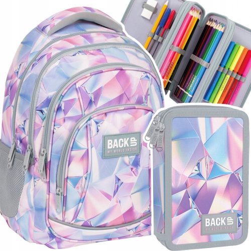  Večprekatni šolski nahrbtnik Backup Multicolor 26 l + trojna zložljiva peresnica Backup