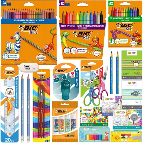  BIC ŠOLSKI LIST ZA 1.-3. RAZRED barvice, flomastri, SVINČNIKI, KODKE, LEPILO + GRATIS