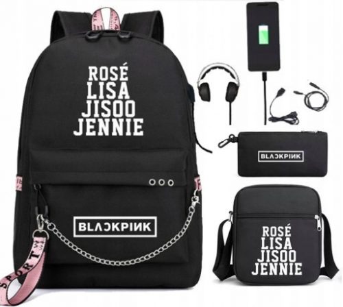  Večprekatni šolski nahrbtnik BLACKPINK LISA ROSE JISOO, črn, star 4 leta