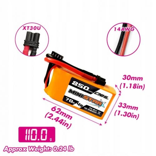  CNHL LiPo baterija 4S 14.8V 850mAh 70C XT30