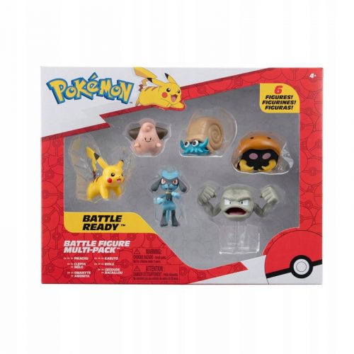  POKEMON Pikachu, Cleffa, Riolu, Geodude, Omanyte, Kabuto W7 bojne figure