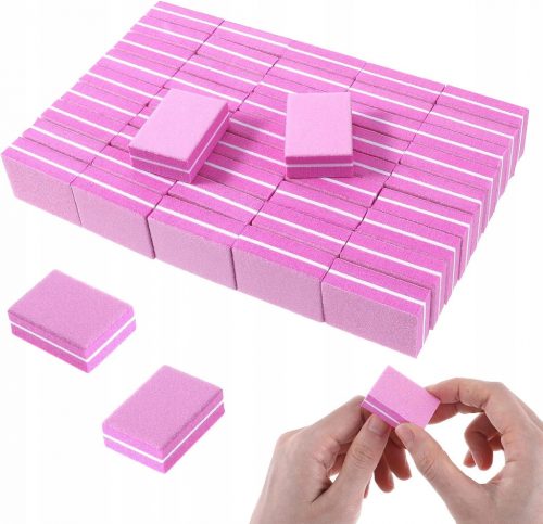  50 x MINI POLIRNI BLOK BUFFER POLIRNIK ZA NOHTE ROZA 100/180 SET