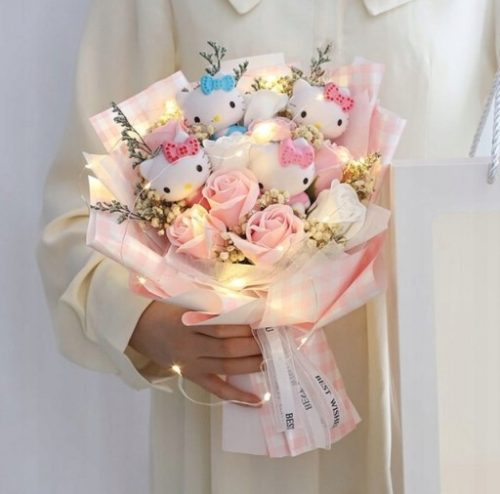  Anime Hello Kitty Bouquet Plišasti poln dodatek