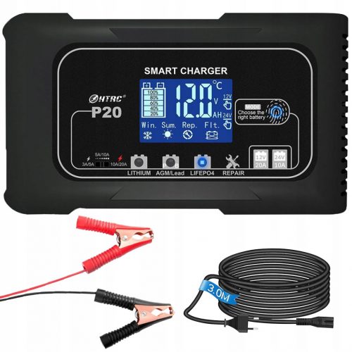  MIKROPROCESORSKI USMERNIK ZA AVTOBATERIJE 12V 10A LCD POLNILEC