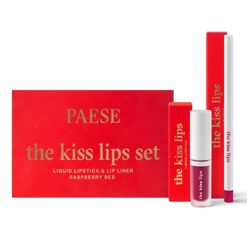  PAESE The Kiss Lips Set Set črtal za ustnice in tekoče šminke 05 Raspberry Red