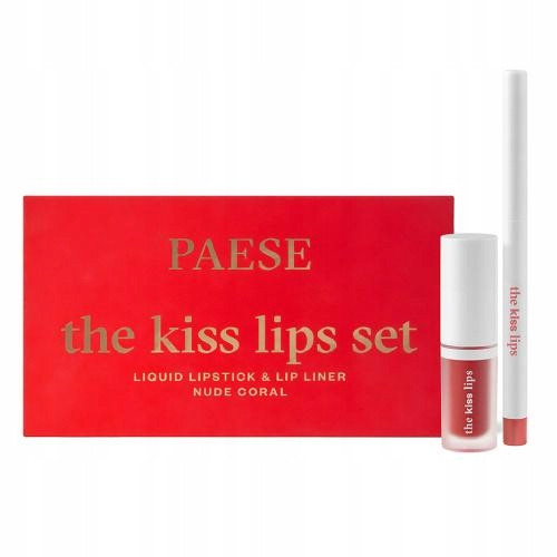  PAESE The Kiss Lips Set Set črtal za ustnice in tekoče šminke 02 Nude Coral