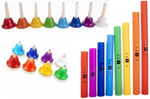  STISANI DIATONIČNI ZVONCI - ROČNI ZVONCI - BOOM CEVI MONTESSORI SET