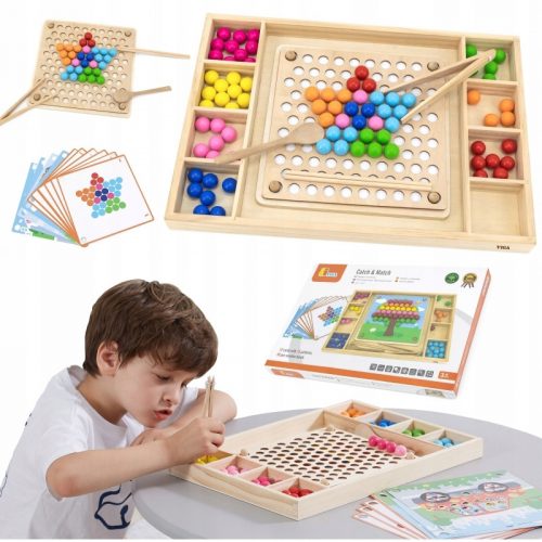  Wooden Ball Game Catch and Match Montessori lesena sestavljanka