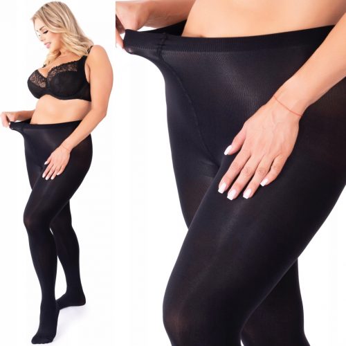  Hlačne nogavice iz mikrovlaken PLUS SIZE 70 DEN jet črne VERA70 neprozoren fenomen